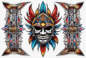 Puerto Rican tribal arm tattoo with spears tattoo idea
