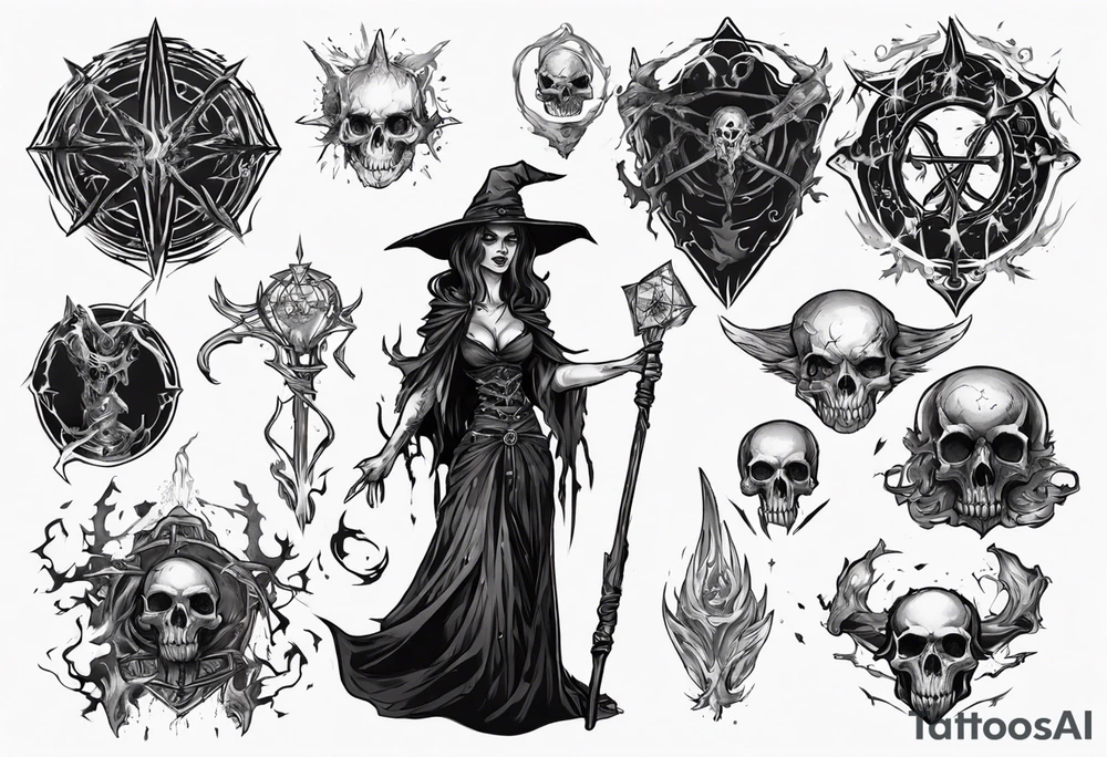 witch necromancer like a path of exile games tattoo idea