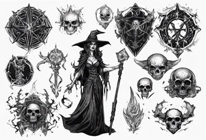 witch necromancer like a path of exile games tattoo idea