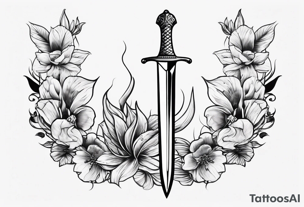 feminine dagger tattoo idea