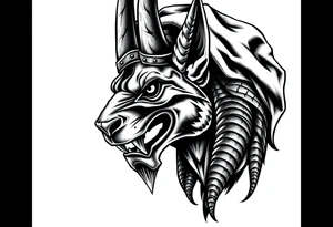 Anubis  powerful face muscle in Egypt style with mantle on head tattoo idea