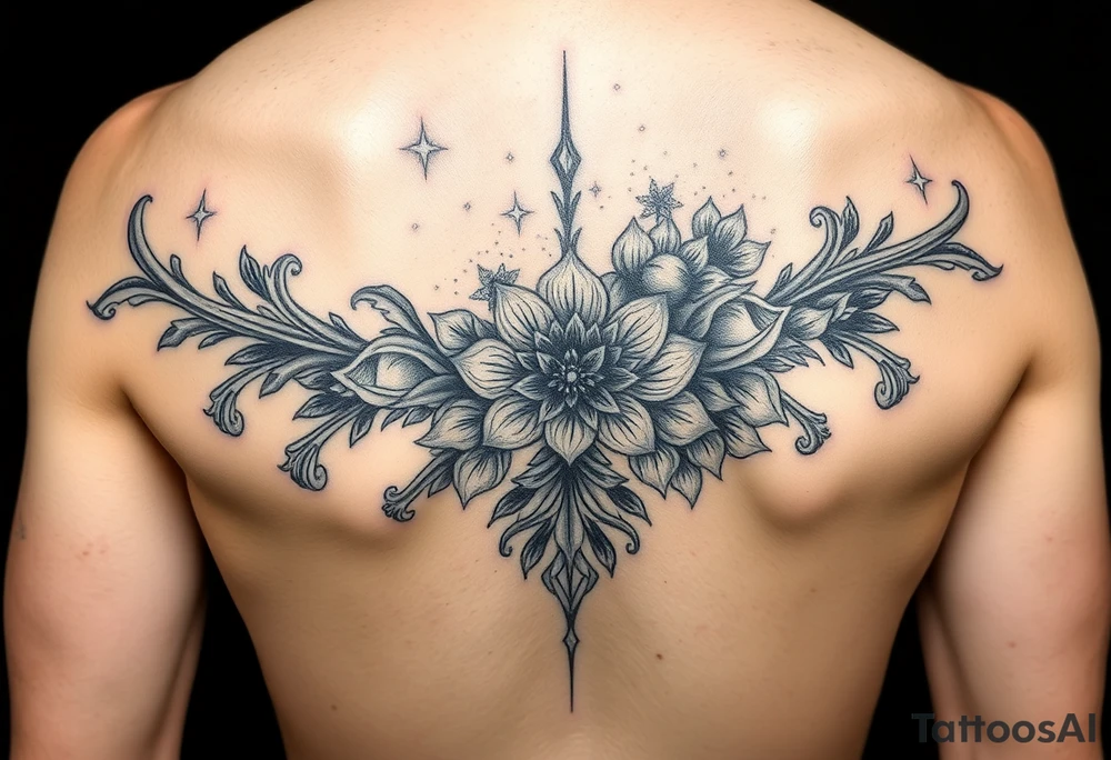 Female shin tattoo, Lillie’s and ornamental. Add sparkles tattoo idea