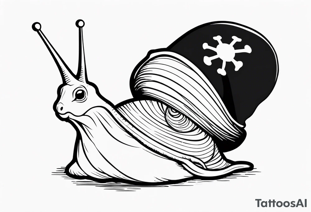 Snail wearing a pirate hat tattoo idea