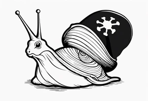 Snail wearing a pirate hat tattoo idea