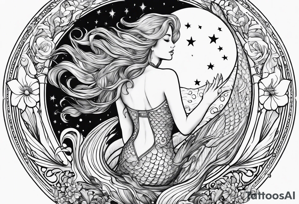 mermaid reaching for the moon tattoo idea
