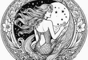 mermaid reaching for the moon tattoo idea