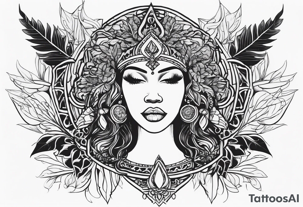 Black Goddess of sativa tattoo idea