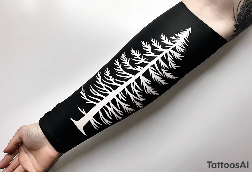 Pine tree forearm sleeve tattoo idea