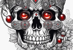 Death . Red eyes, beads in hand tattoo idea