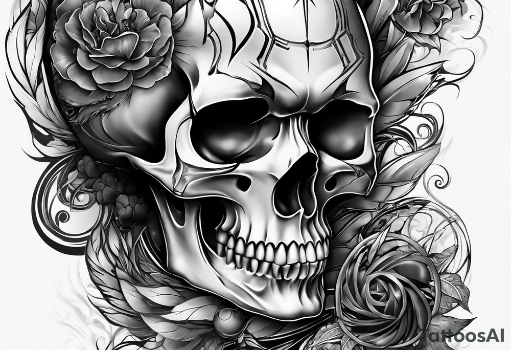 extreme joint pain breaking through skin on arm skull sorrow sad tattoo idea