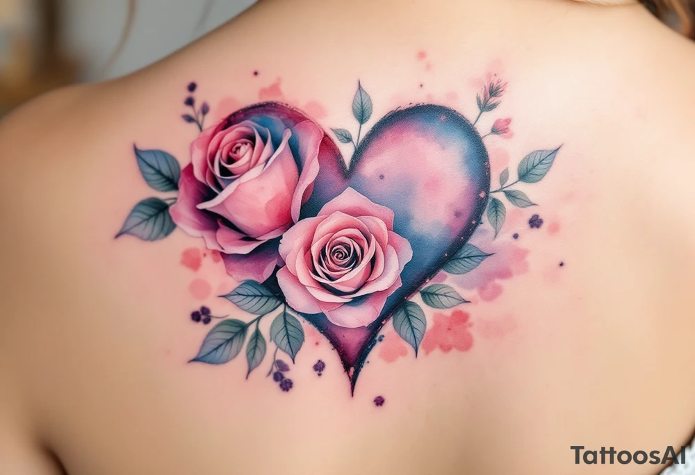 heart roses tattoo idea