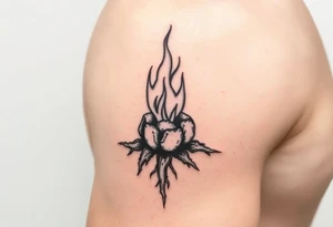 flame in a root ball tattoo idea