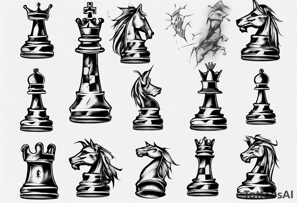 king chess with lots of cracks tattoo idea