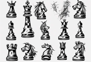 king chess with lots of cracks tattoo idea