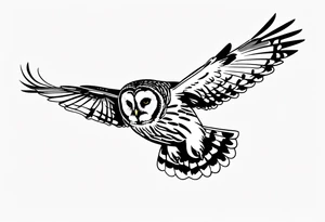 barred owl in flight tattoo idea