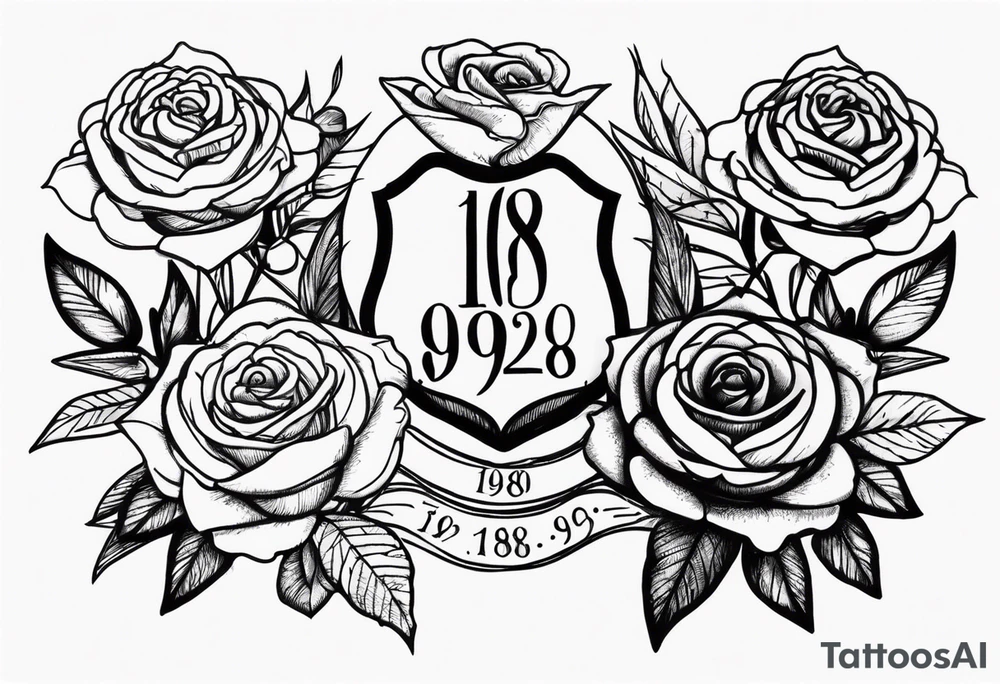 tattoo with the dates 1980 1960 1986 with roses tattoo idea