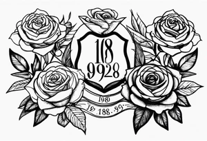 tattoo with the dates 1980 1960 1986 with roses tattoo idea