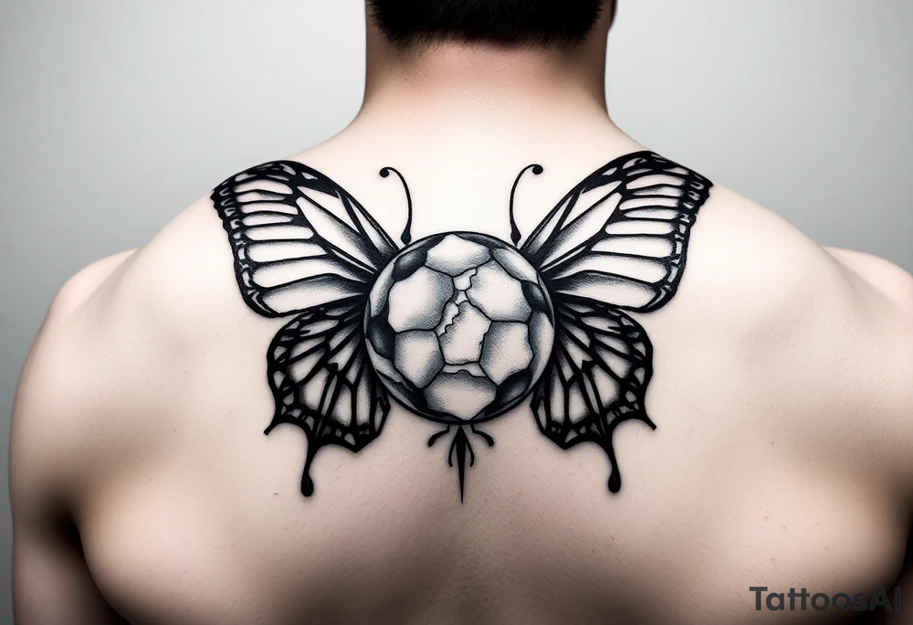 powerful majestic like ball in throat butterfly wings around it tattoo idea