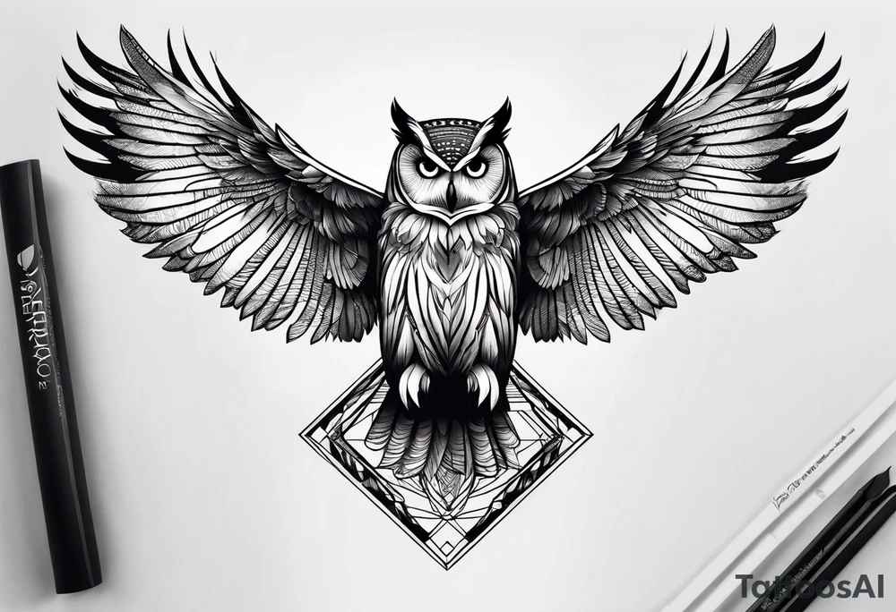 Majestic owl in flight tattoo idea