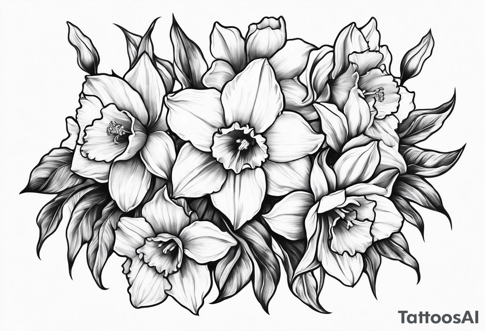 Daffodil birth flower chain tattoo idea