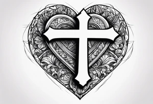Broken heart with cross tattoo idea
