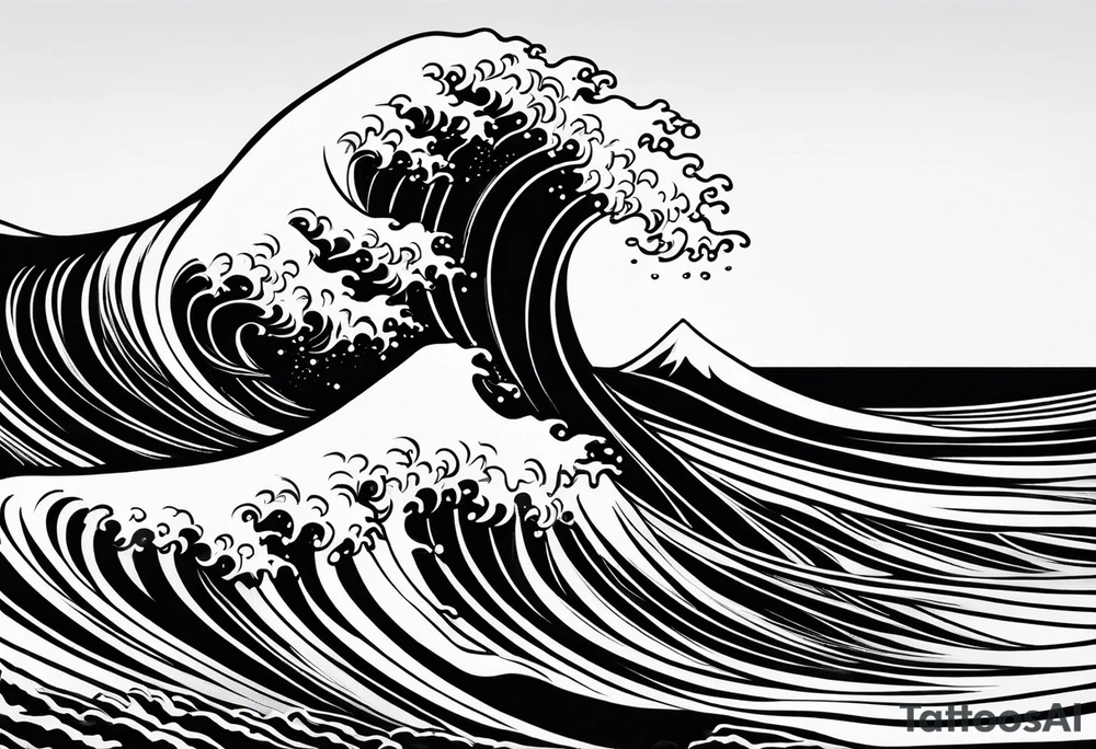 Ocean wave as a single line tattoo idea