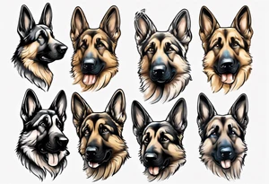 Goofy German shepherd puppy profile tattoo idea