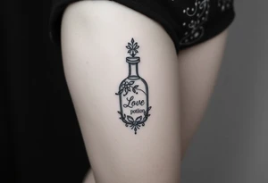 Love potion bottle tattoo idea