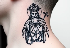 russian christian orthodox saint holding the russian orthodox thurible chains tattoo idea