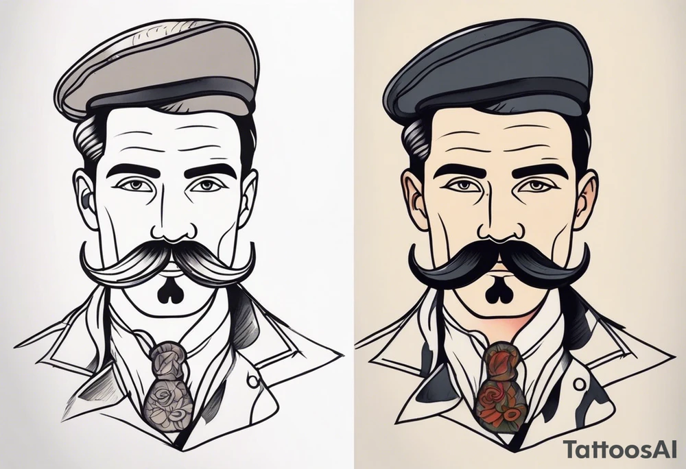 traditional tattoo of man with mustash tattoo idea