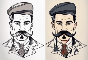 traditional tattoo of man with mustash tattoo idea