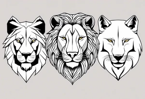 Face of a 1 Lion, 1 eagle, and 1 wolf tattoo idea