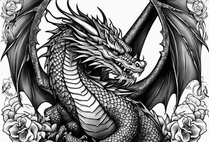 Dragon lighting in the backaround tattoo idea