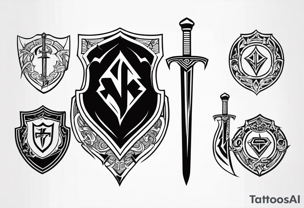 Valhalla shield sword lightning tattoo idea