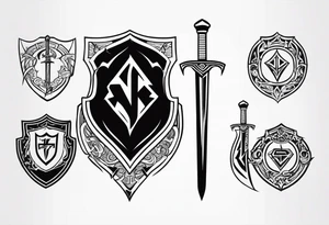 Valhalla shield sword lightning tattoo idea