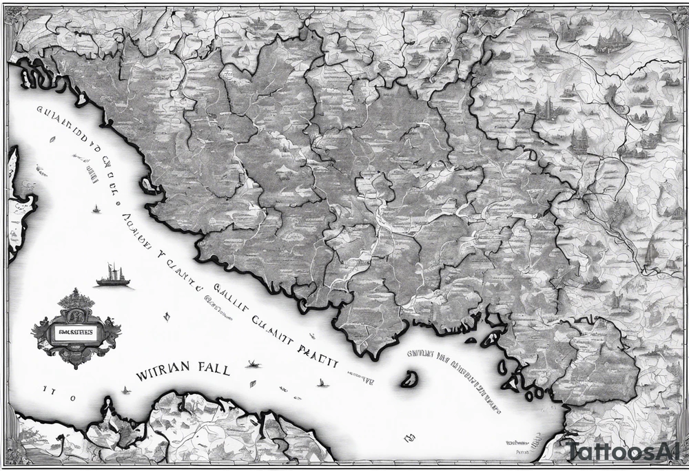 map with Whidbey Island, Cambodia, Scotland, Ghana, Liberia, Haiti tattoo idea