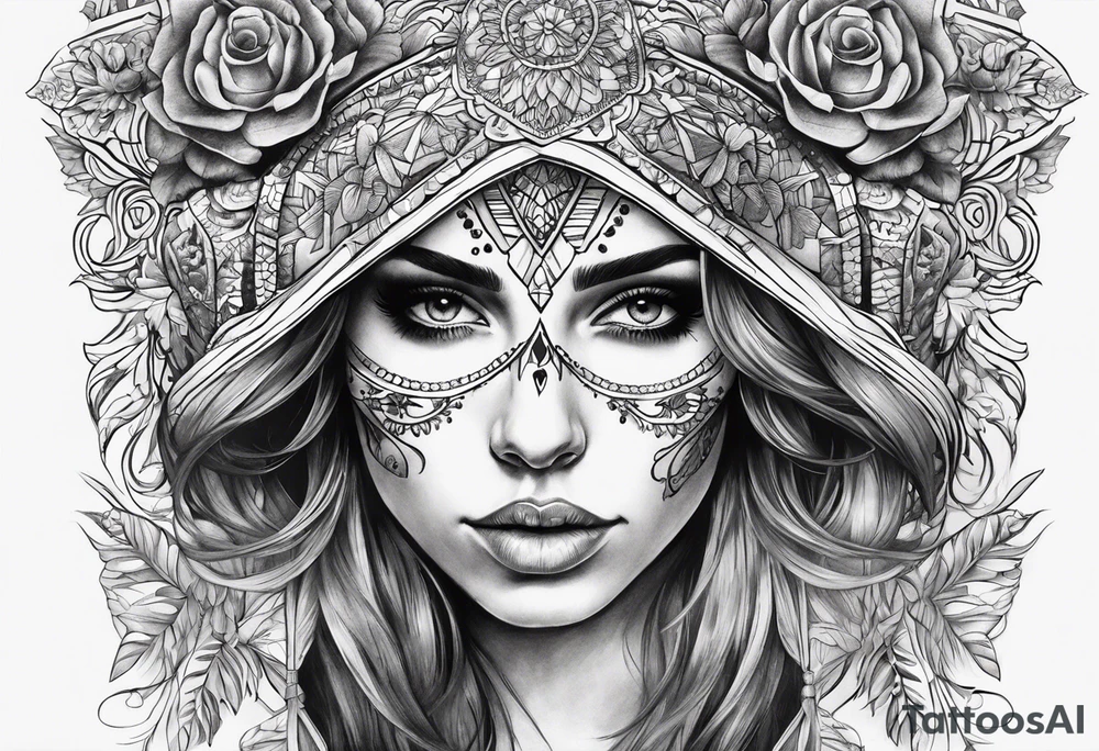 Woman with skull tattoo idea