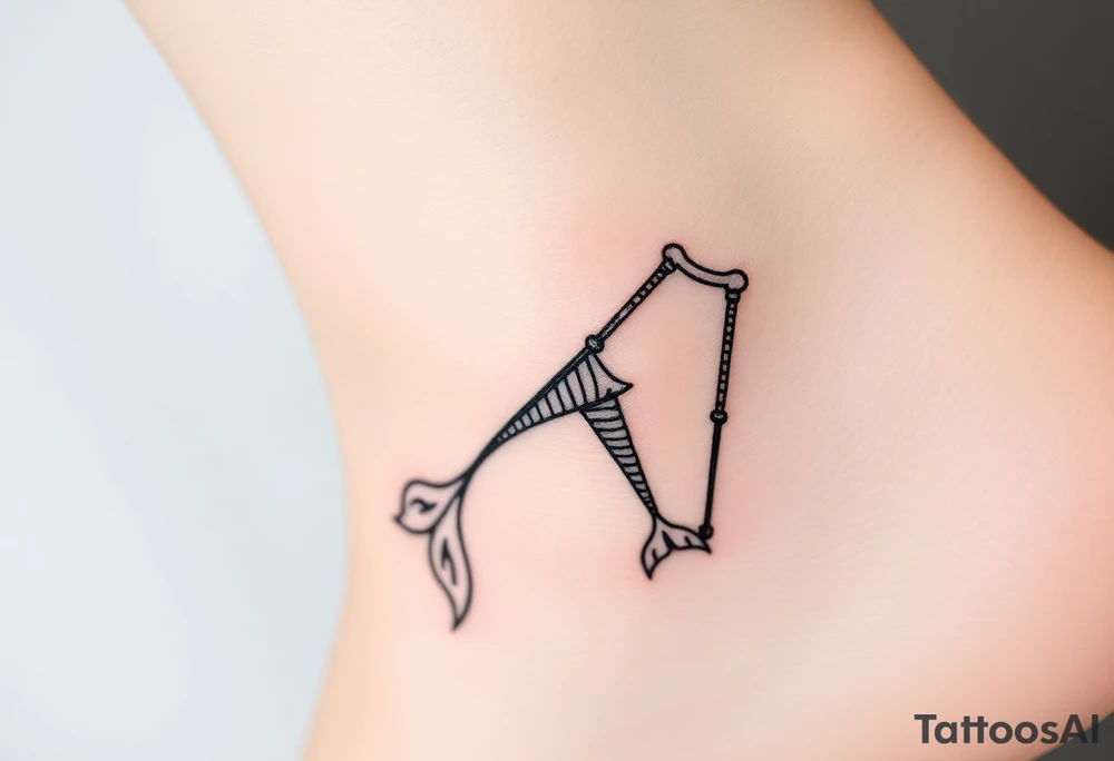 Mermaid tail with crutches tattoo idea