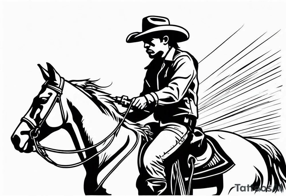 Cowboy riding off on a horse with shotgun tattoo idea