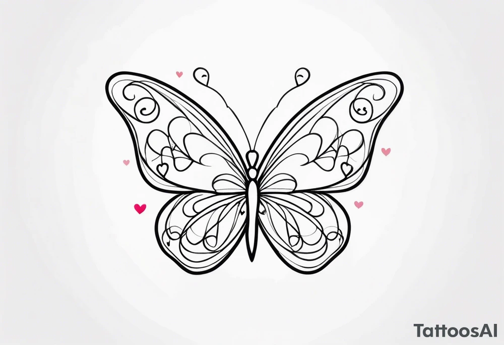 Small butterfly with hearts tattoo idea