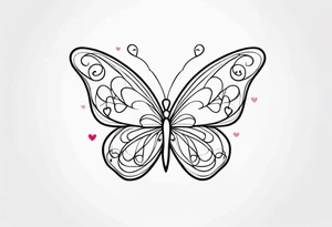 Small butterfly with hearts tattoo idea
