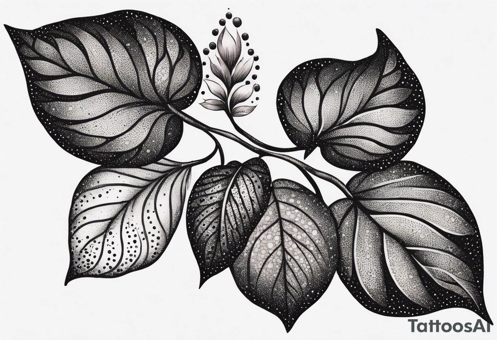 Leaves with Flower Details Long tattoo idea