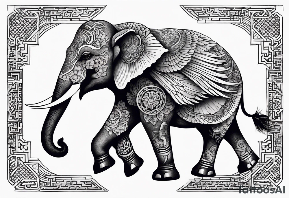 winged elephant tattoo idea