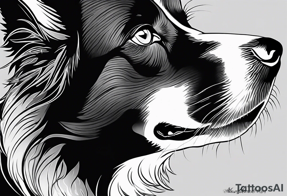 Tattoo of a border collie with one eye tattoo idea