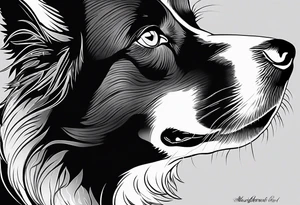 Tattoo of a border collie with one eye tattoo idea