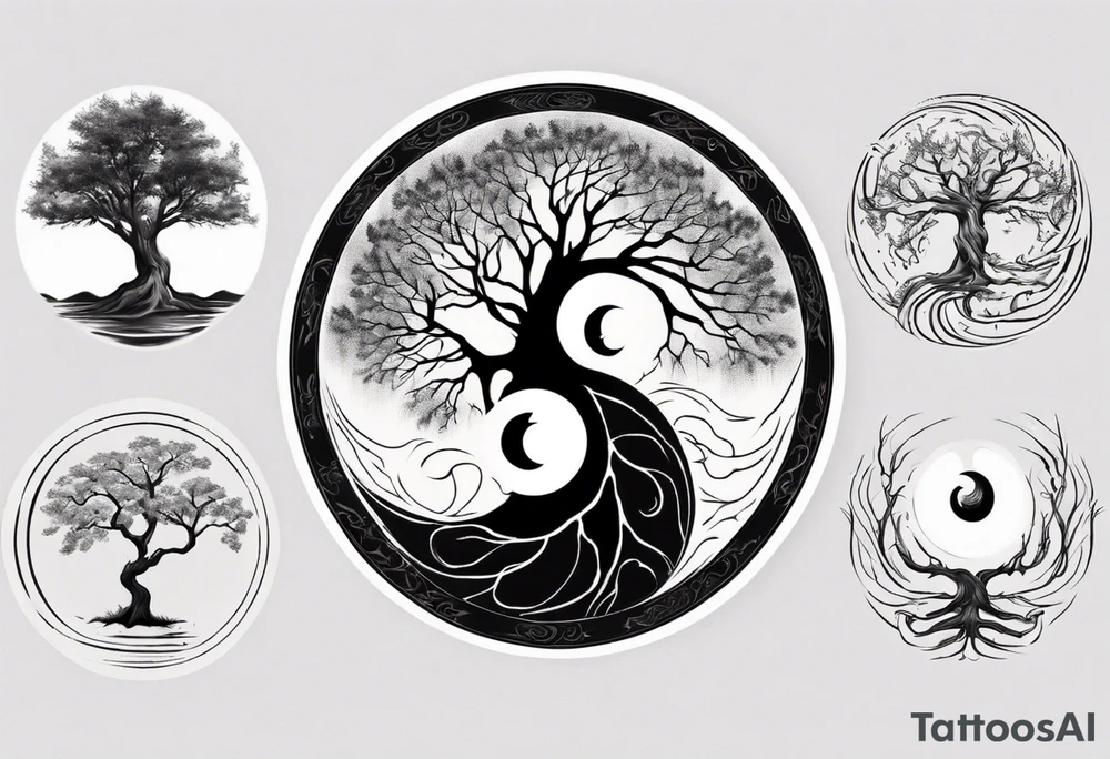 tree yin yang tattoo idea
