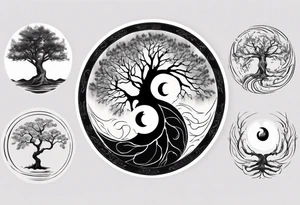 tree yin yang tattoo idea