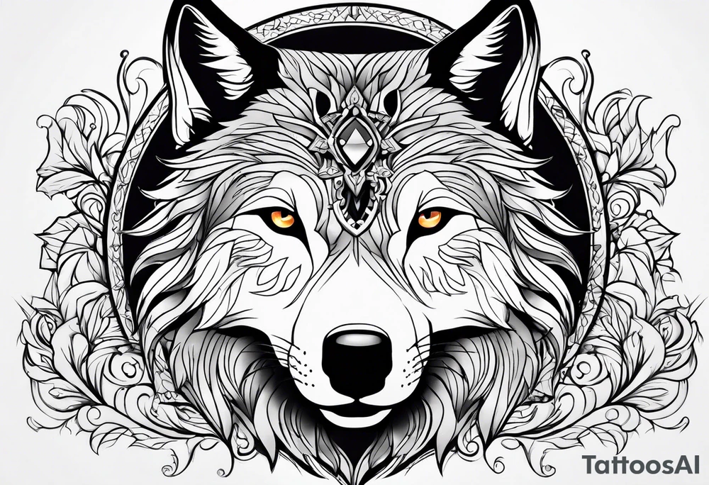 Pretty wolf tattoo idea