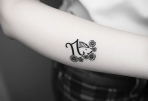 zodiac sign Pisces, surrounded by daisy's tattoo idea
