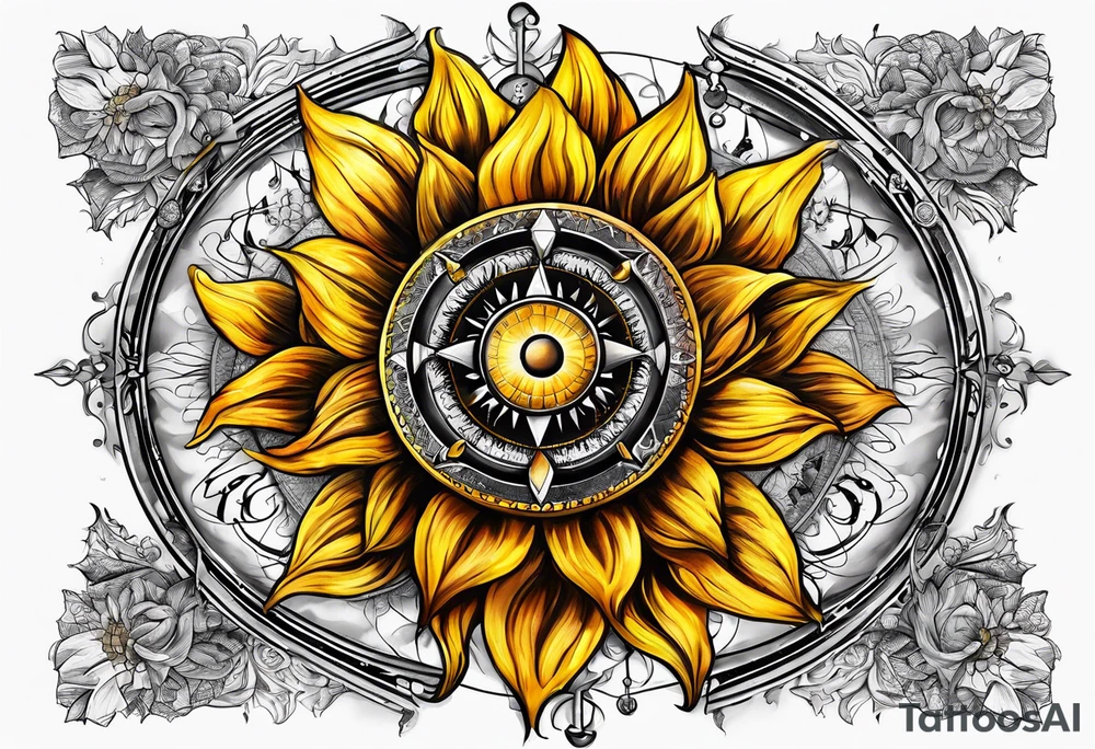 Sunflower compass, "To Thine Own Self Be True" tattoo idea